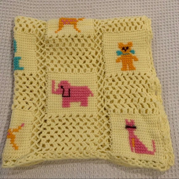 Vintage Bedding Vintage Baby Afghan With Animals Poshmark